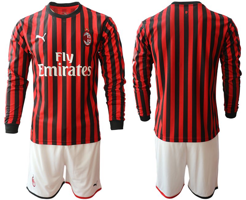 Men 2019-2020 club AC milan home long sleeve red Soccer Jerseys